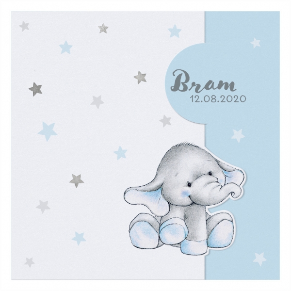 Belarto Hello World  - Schattig olifantje onder zilveren sterrenhemel jongen