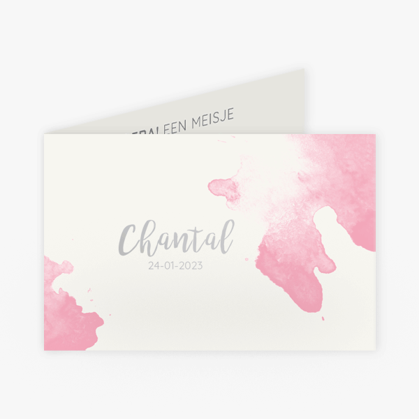 waterverfkaart met folie (roze)
